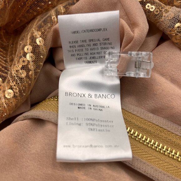 🆕 BRONX & BANCO 🧿 NWOT Giselle Midi Dress, Gold - Size L - Picture 13 of 16